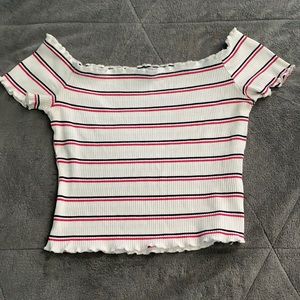 Off the Shoulder Striped Crop Top